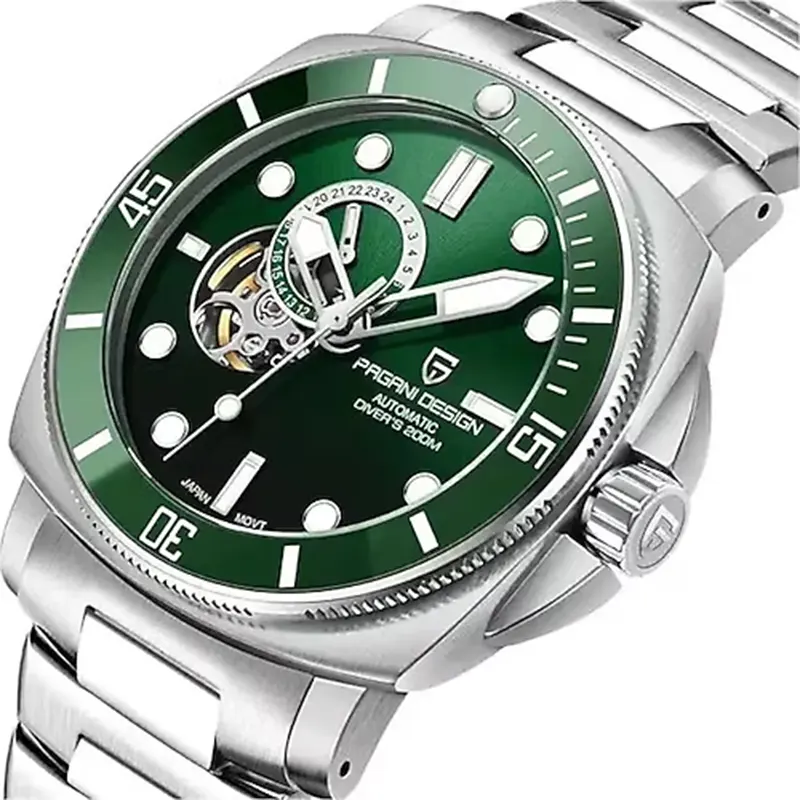 Pagani Design Open Heart Diver's 200M Green Dial Men's Watch-  PD-1736